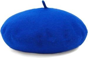 Women French Wool Beret Hats - Solid Color Classic One Size, Royal Blue - Picture 1 of 7