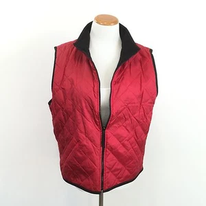 Womens L Reversible Vest Black Fleece Red Quilted Zip Front by Jen Moore Size L - Picture 1 of 11