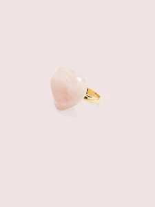 Kate Spade New York Open Heart Stone Cocktail Ring Rose Quartz Size 7 NEW NWT - Picture 1 of 2