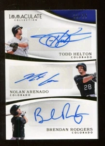 Todd Helton Nolan Arenado B. Rodgers 2017 Panini Immaculate Auto 22/25 Rockies - Picture 1 of 2