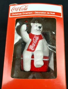 Coca Cola Christmas Ornament Polar Bear on Cooler - Picture 1 of 5