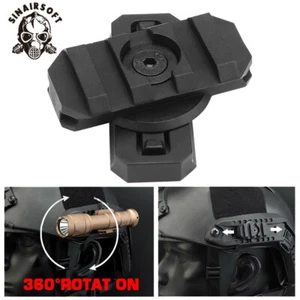 Tactical Helmet Side Rail Flashlight Mount Adapter 360 Degree Rotat Base Guide - Picture 1 of 13