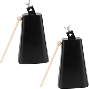 2 Pack 8 Inch Metal Steel Cow Bells, Noise Makers Hand Percussion Cowbell with S - Picture 1 of 12