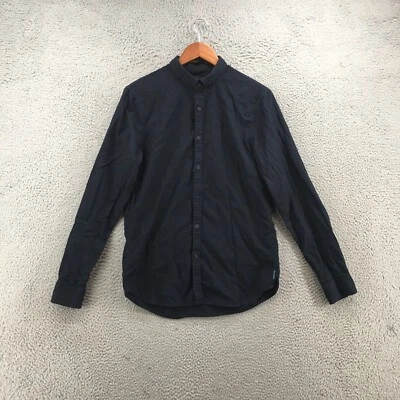 Camisa de vestir ajustada con botones Armani Exchange para hombre M azul cuello mangas largas Foto 1 de 4