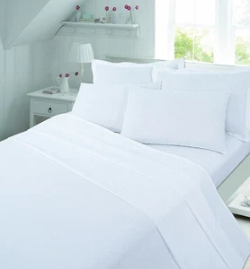 AmigoZone einfaches Pollycotton-Flachlaken (Einzelne, weiß) - Bild 1 von 3