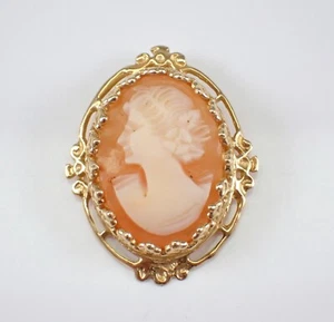 Antiguo colgante camafeo vintage de oro amarillo de 14K - Imagen 1 de 6