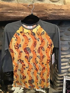 LuLaRoe Randy Baseball Shirt XX Small dunkelgraue Ärmel neu mit Etikett Rosen - Bild 1 von 2