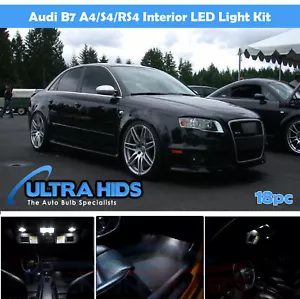 x18 New Audi B7 A4/S4/RS4 04-08 INTERIOR WHITE FULL UPGRADE LED LIGHT BULBS KIT - Picture 1 of 2