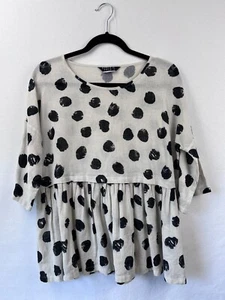Marco Polo - Size 10 - Women's Beige & Black Polka Dot Cotton Top - Like New - Picture 1 of 2