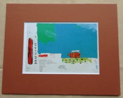 Impresión de arte pop Jean-Michel Basquiat titulada Bull Show Three Cow Shit Bratwurst Red Foto 1 de 4