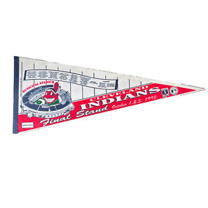 1993 Cleveland Indians Limited Edition Municipal Stadium Final Stand Pennant 30”