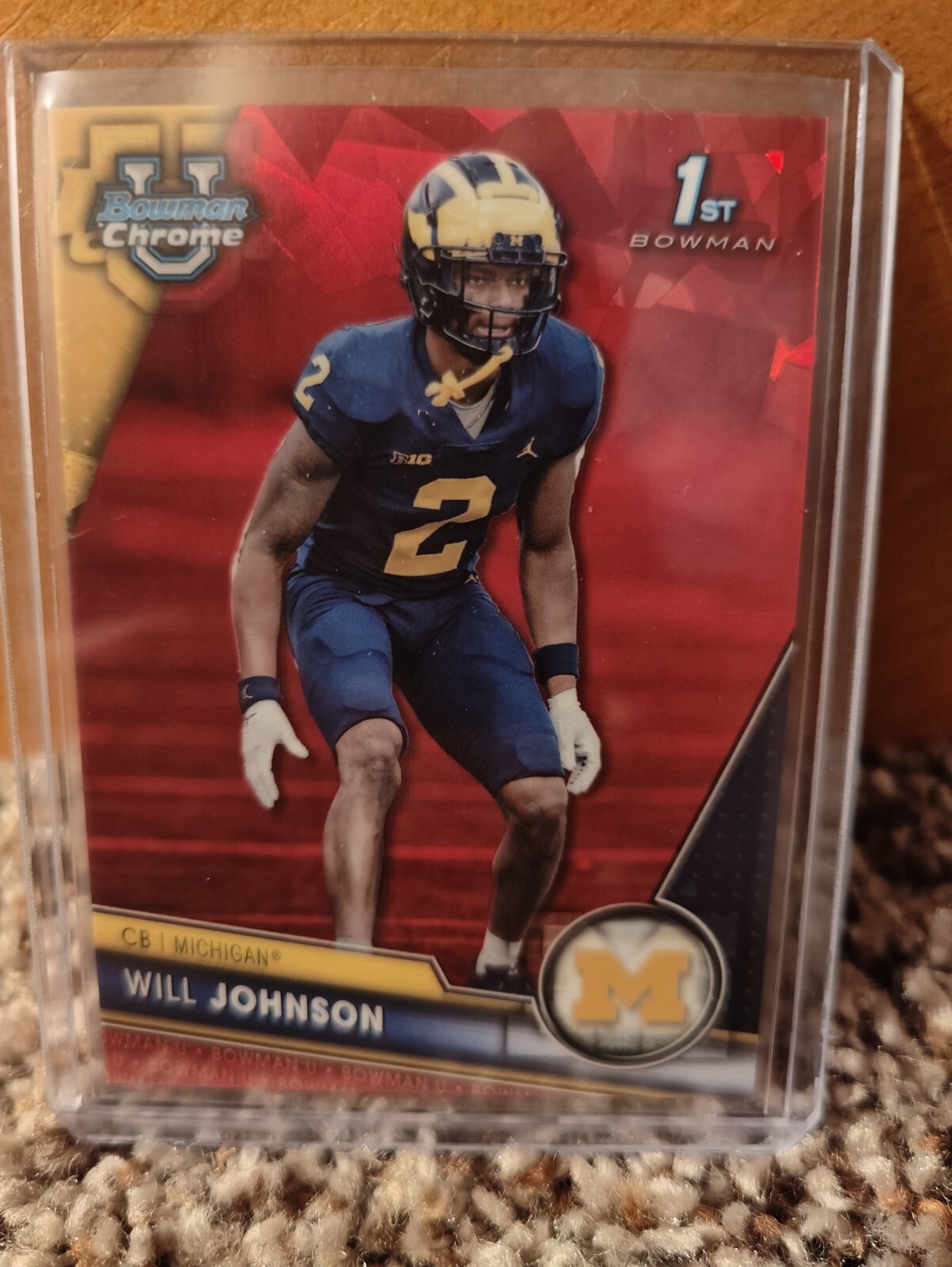 Will Johnson Red Sapphire 1/5 2023 Bowman Chrome U University /5 Michigan