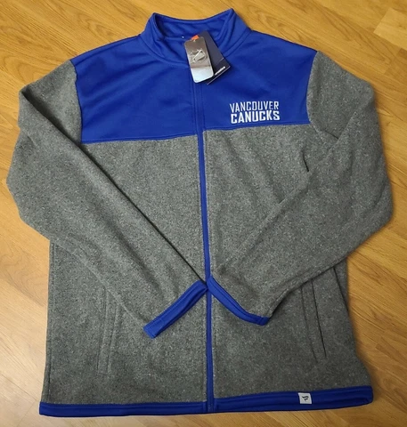 Vancouver Canucks Fanatics Full Zip Fleece Sweater Jacket Gray / Blue Large NWT Cover