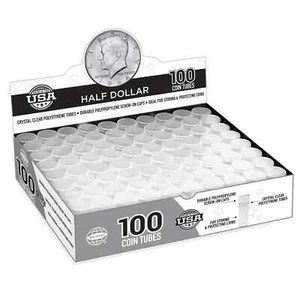 Half-Dollar (50 Cent) Size Coin Tubes (100 Count) - Official Whitman - Picture 1 of 1
