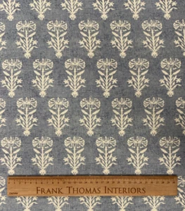 Tela cortina Willet floral lino AZUL 280 cm ancho doble ancho - Imagen 1 de 5