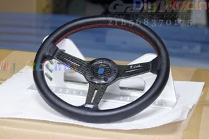 NARDI 330mm Leather+Carbon Fiber spoke&horn button Sport Steering Wheel - Picture 1 of 10