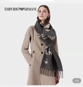 Auténtica bufanda unisex de lana gris oscuro Emporio Armani para mujer hombre - Imagen 1 de 9