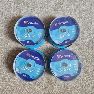 Verbatim CD-R 52x Vitesse 700mb 80 min 4x 25 Pack Broche (100 disques) - Photo 1/4