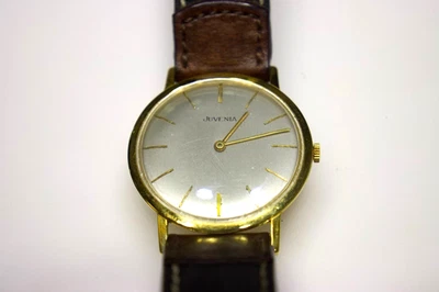 Reloj Automático Juvenia 18k Delgado De Colección Raro Correa Marrón Foto 1 de 4