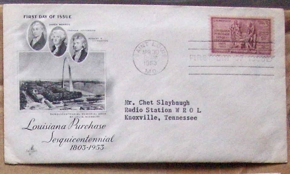 USA FDC SC #1020 LOUSIANA PURCHASE 1953 Art Craft Cachet. - Image 1 of 1