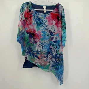 Chicos Damen Top Größe 3 US XL Bunt Paisley Boho Asymmetrisch Fließend Kunstvoll - Bild 1 von 8