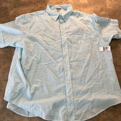IZOD Saltwater 衬衫男式 2XL 蓝色光泽码头装饰短袖旗帜 — 第 1/4 张图片