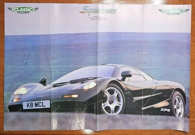 Pôster vintage 2000 carros clássicos e esportivos revista Reino Unido "Supercars" 2 lados McLaren - Imagem 1 de 4
