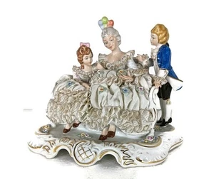 Large Statue Figurine Porcelain Marked Dresden Germany lace Lady with children v - Picture 1 of 12