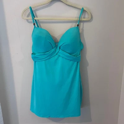 Vestido de banho Carmen Marc Valvo regata azul turquesa tamanho 12 - Imagem 1 de 4