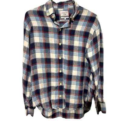 Camisa Ledbury Classic Fit para hombre 100 % lino a cuadros abotonada. Talla grande Foto 1 de 3