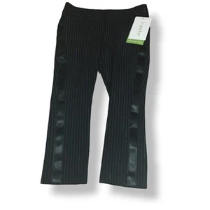KC Parker Girls Pants Size 4 Black Woven Tuxedo Style Metallic Silver Stripe NEW - Picture 1 of 3
