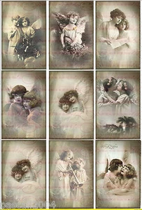 9 Bügelbilder Vintage Mädchen Foto  Engel Nostalgie DIN A4  NO. 1146  Transfer  - Bild 1 von 1