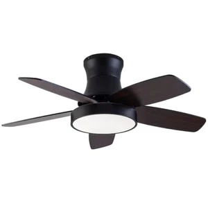 Oukaning 42-in Matte Black 5 Blade Ceiling Fan LED Light Flush Mount with Remote - Picture 1 of 4