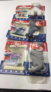 Ty Beanie Baby Liberty Lefty & Righty The American Trio All Tag Errors Set of 3 - Picture 1 of 9