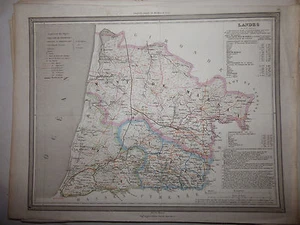 Auguste LOGEROT Mongeon XIX eme carte aquarellée Département Landes - Picture 1 of 1