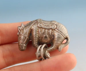 Rare Exquisite collection copper miao silver horse statue table decor pendant - Picture 1 of 7