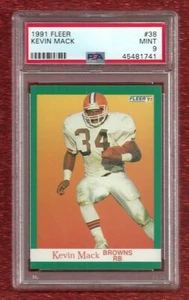 1991 FLEER #38 KEVIN MACK PSA 9 MINT POP 1 NONE HIGHER CLEVELAND BROWNS - Picture 1 of 1