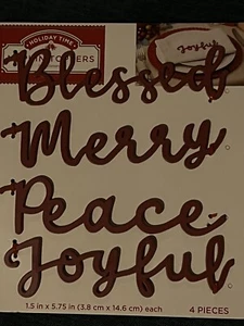 Metal Napkin Place Sitters Set 4 DIY Crafts Red Blessed Merry Peace Joyful - Picture 1 of 3