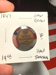 1847 Great Britain 1/2 Farthing - Picture 1 of 2