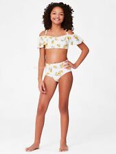 NWT JUSTICE Girl's Bikini Tankini Swimsuit Yellow Floral Flower Swim Size 8 - 16