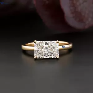 Anillo solitario moissanita de corte radiante 2,50 TCW piedra oro amarillo 10 K - Imagen 1 de 5