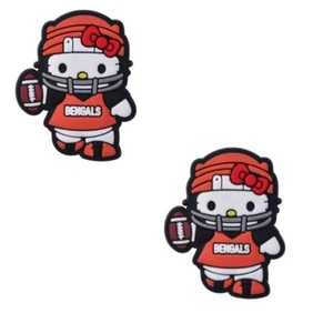 NFL Cincinnati Bengals Football Kitty Crocs Shoe Charms Jibbitz - 2 pieces - Picture 1 of 1