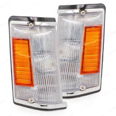 Fits Toyota Corolla KE70 TE72 DX 1982 '84 Corner Lights Front Black Chrome Pair - Image 1 of 4