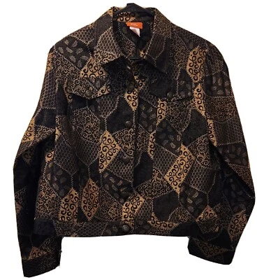 Hearts Of Palm Womens 14 Jacket Black And Gold Patched Collared - Image 1 of 4