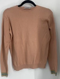 Christina Rohde pink cotton long sleeve sweater w/ gold sparkle cuff sz 16y - Picture 1 of 4