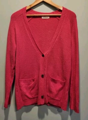 Cárdigan Suéter Rosa Lana Mezcla Mohair Cuello en V Elan Talla M Bolsillos Foto 1 de 4