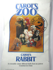 Carol's Zoo Pattern - Rabbit - Pattern Uncut and has Eyes and Nose Included