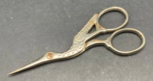 Vintage 3 1/2" Stork Crane Bird Embroidery Scissors Tweezerman Italy - Picture 1 of 6