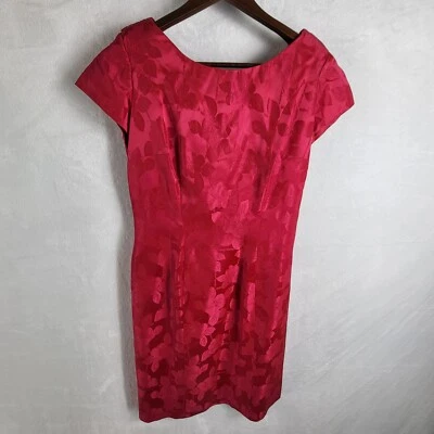 Vestido Floral Vintage Jay Herbert California Funda Brocado Jackie O Rojo Talla S Foto 1 de 4