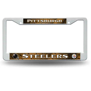 1PC Football Pittsburgh Steelers White Plastic License Plate Frame - Picture 1 of 1